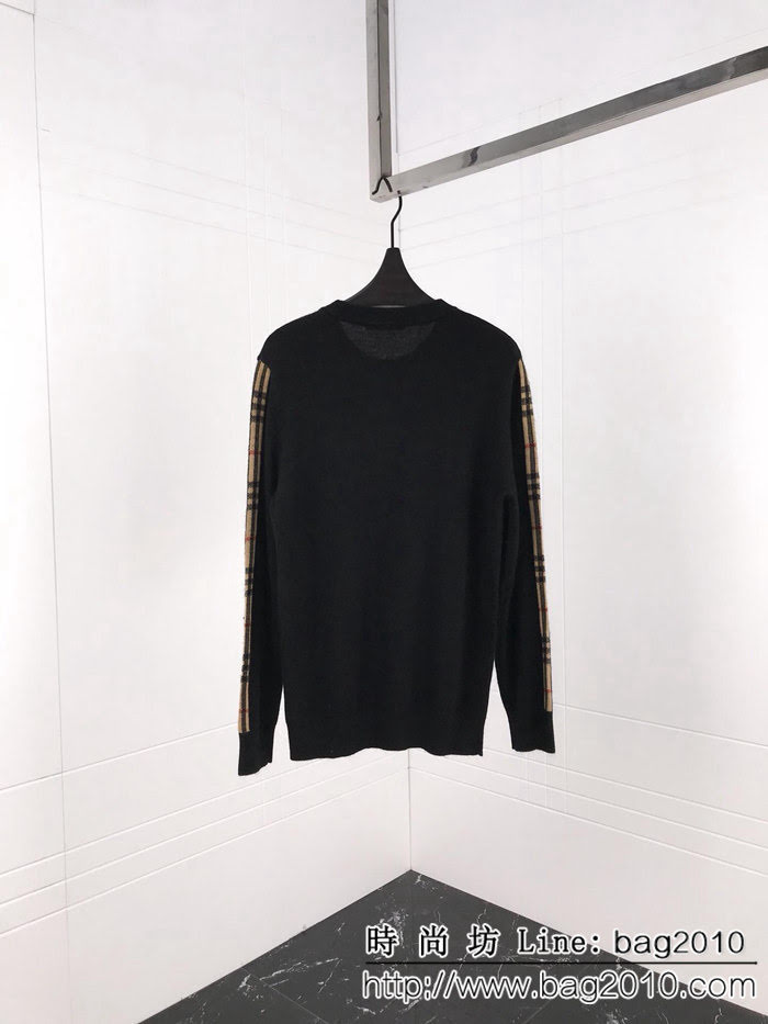 Burberry巴寶莉 18ss秋冬新款貂絨羊毛衫 騎士刺繡小logo 袖子經典格紋 100%羊毛面料 高版本 ydi2343